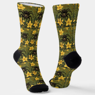 Chaussette Araignée De Loup Géante Et Fleurs De Jasmin Jaunes