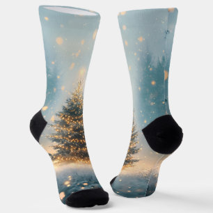Chaussette Arbre de Noël de la Forêt Enneigée Magique d'Hiver