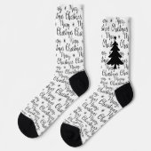 Chaussette Arbre de Noël en noir et blanc (Gauche)