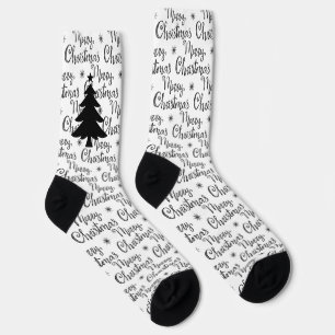 Chaussette Arbre de Noël en noir et blanc