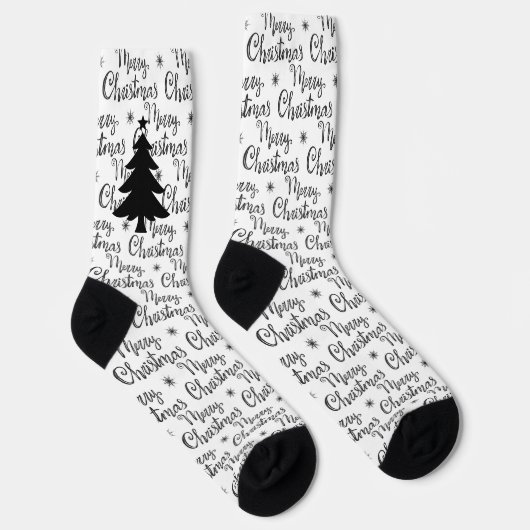 Chaussette Arbre de Noël en noir et blanc (Droite)