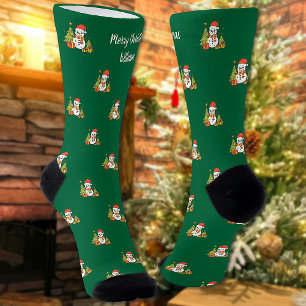 Chaussette Arbre de Noël joyeux Snowman personnalisé