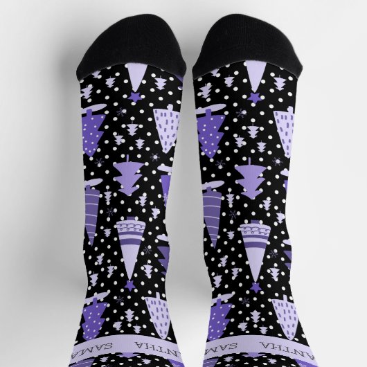 Chaussette Arbre de Noël rose personnalisé (Haut)