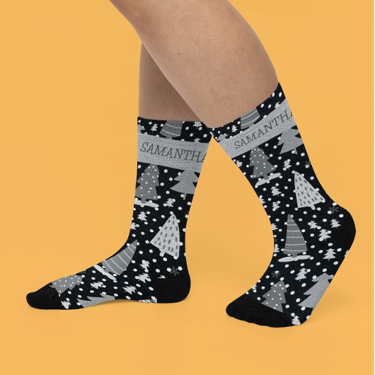 Chaussette Arbre de Noël rose personnalisé