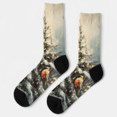 Chaussette Arbre de Noël rustique d'hiver Oiseaux rouges enne (Gauche)