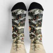 Chaussette Arbre de Noël rustique d'hiver Oiseaux rouges enne (Haut)