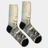 Chaussette Arbre de Noël rustique d'hiver Oiseaux rouges enne (Droite)