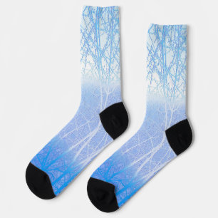Chaussette Arbres Brumeux Givrés Bleu Bébé