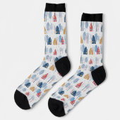 Chaussette Arbres de Noël et maisons motif (Gauche)