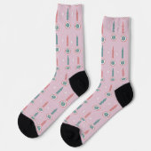 Chaussette Arbres de Noël Snowflakes Motif vert rose (Gauche)