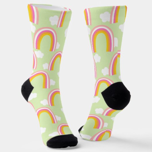 Chaussette Arc-en-ciel avec nuage vert clair (Angulaire)