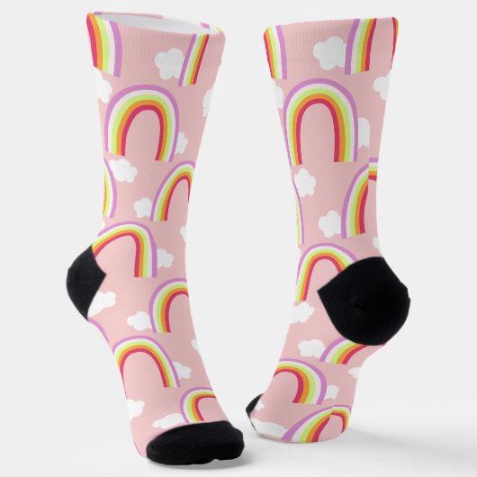 Chaussette Arc-en-ciel avec rose nuage (Angulaire)