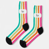 Chaussette Arc-en-ciel bandes verticales coloré rétro multico (Gauche)