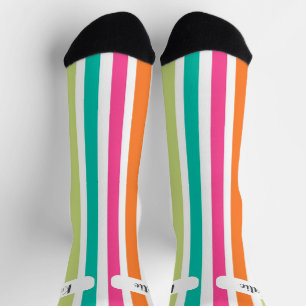 Chaussette Arc-en-ciel bandes verticales coloré rétro multico