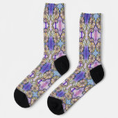 Chaussette Arceau de fleurs aquarelle bleu (Gauche)