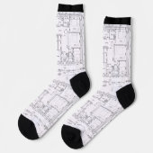 Chaussette Architectural Blueprint Pattern Unisex Socks (Gauche)