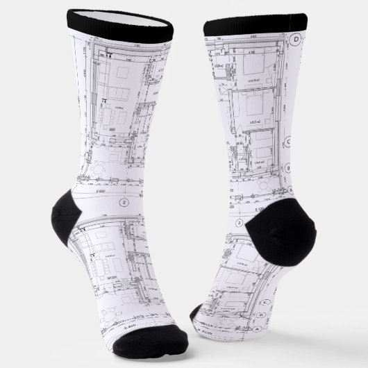 Chaussette Architectural Blueprint Pattern Unisex Socks (Angulaire)