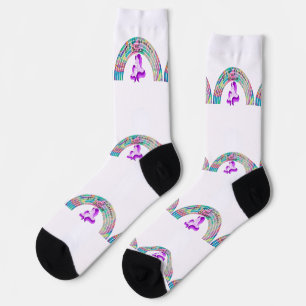 Chaussette Arcs-en-ciel psychédéliques et licornes Thunder_Co