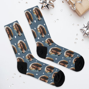 Chaussette Ardoise amusante Photo personnalisée de la petite 