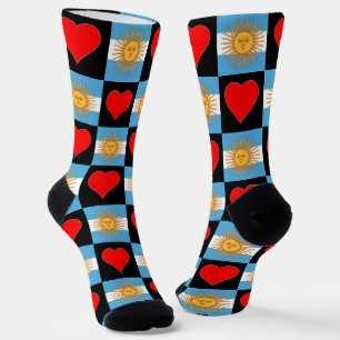 Chaussette Argentine Drapeau Motif de coeur Argentine Argenti