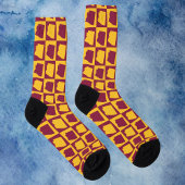 Chaussette Arizona Maroon and Gold Grid Pattern