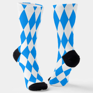 Chaussette Arlequin bleu blanc Diamants Checkers Design