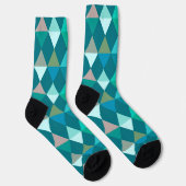 Chaussette Arlequin / motif diamant - Turquoise et Aqua (Droite)
