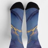 Chaussette Arrière - plan bleu avec stries et points d'or (Haut)