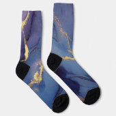 Chaussette Arrière - plan bleu avec stries et points d'or (Droite)