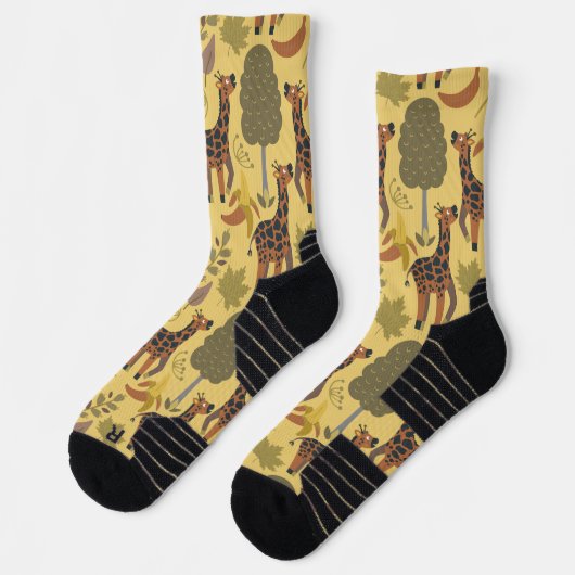 Chaussette Arrière - plan jaune motif sans soudure (Gauche)