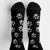 Chaussette Arrière - plan noir Silver Dog Paws Motif d'impres (Haut)