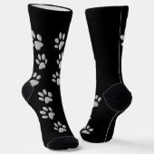 Chaussette Arrière - plan noir Silver Dog Paws Motif d'impres (Angulaire)
