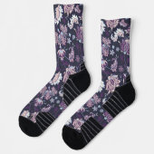 Chaussette Arrière - plan violet Big Floral Motif sans joint (Gauche)