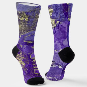 Chaussette Art abstrait à l'encre alcoolique Riches pourpres