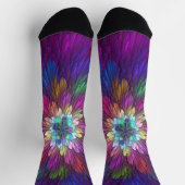 Chaussette Art abstrait fractal de fleurs psychédéliques colo (Haut)