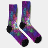 Chaussette Art abstrait fractal de fleurs psychédéliques colo (Droite)