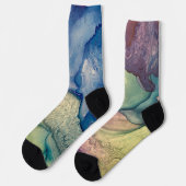 Chaussette Art abstrait liquide à l'encre alcoolique texturée (Gauche)