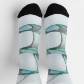 Chaussette Art Abstrait moderne Fractal Bleu Turquoise Gris (Haut)