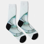 Chaussette Art Abstrait moderne Fractal Bleu Turquoise Gris (Droite)