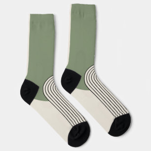 Chaussette Art de ligne du milieu du siècle avec arche verte