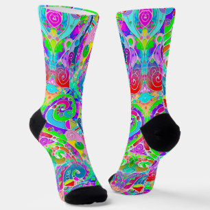 Chaussette Art de motif peint à la main et numériquement 22