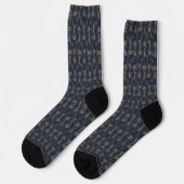Chaussette Art Deco pattern with geometric shapes in gold (Gauche)