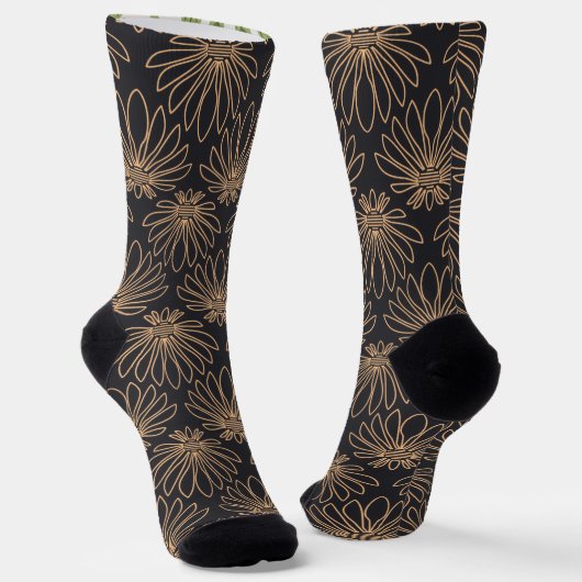 Chaussette Art Deco pattern with gold floral motifs  (Angulaire)
