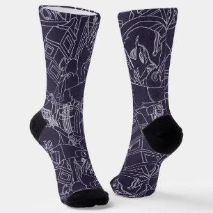 Chaussette Art Déco Romain SPQR Violet Foncé Esthétique Art