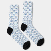 Chaussette Art décoratif blanc et bleu Géométrie déco (Droite)
