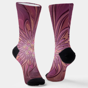 Chaussette Art floral fractal moderne abstrait couleurs de ba