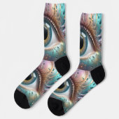Chaussette Art fractal à boule oculaire bleue, (Gauche)