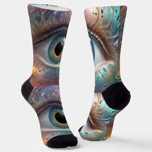 Chaussette Art fractal à boule oculaire bleue, (Angulaire)