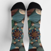 Chaussette Art Fractal Abstrait Avec Profondeur Bleu Brown Ar (Haut)