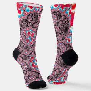 Chaussette Art fractal en spirale trippy groovy bohème hippie